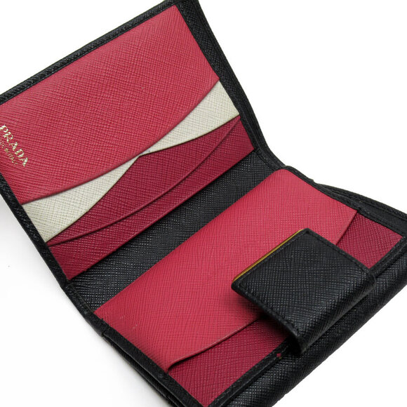 Prada bi fold leather wallet Navy Blue pink gold - Picture 4 of 5